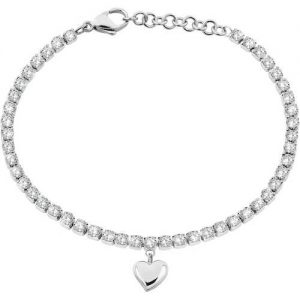 Bracciale donna Gioielli Sector Tennis SANN06 della collezione Tennis. Gioiello realizzato in acciaio e pietra di colore bianco. bracciale della lunghezza di 16 Cm con allungo Di 3 Cm