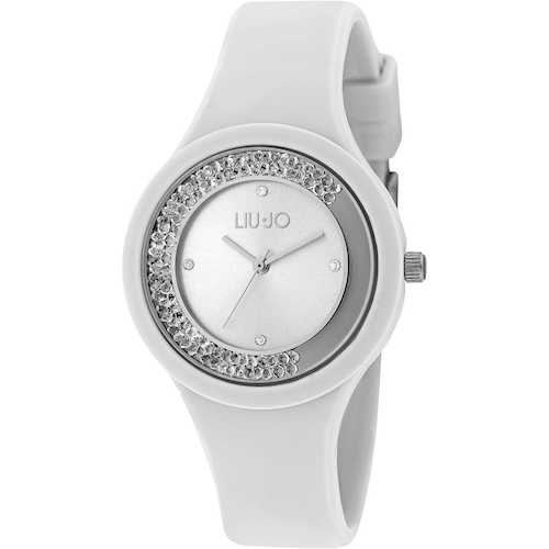 orologio-solo-tempo-donna-liujo-dancing-sport-tlj1417_319434_zoom Orologio solo tempo donna Liujo TLJ1417 della collezione Dancing Sport. Orologio con cassa in silicone di colore bianco, diametro di 38 mm. Vetro minerale e quadrante di colore Ice White con cristalli sciolti nella Lunetta. Cinturino in silicone di colore Ice White. Resistenza all'acqua di 3 ATM.