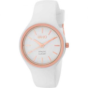 Orologio solo tempo donna Liujo TLJ1141 della collezione Sprint. Orologio con cassa in acciaio del diametro di 36 mm e quadrante matt con indici e logo in upper plating. Cinturino in silicone colorato, fibbia in acciaio. Resistente all'acqua è di 5 ATM.