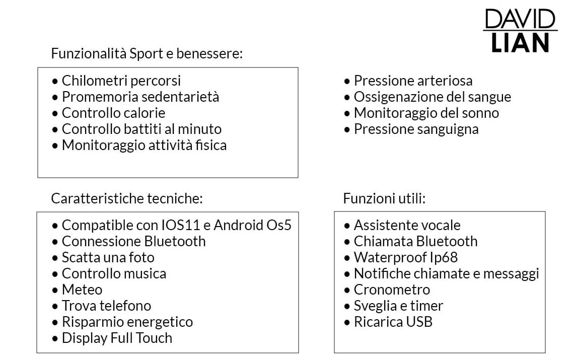 Orologio Smartwatch uomo David Lian DL114 - EmmeZeta Gioielli