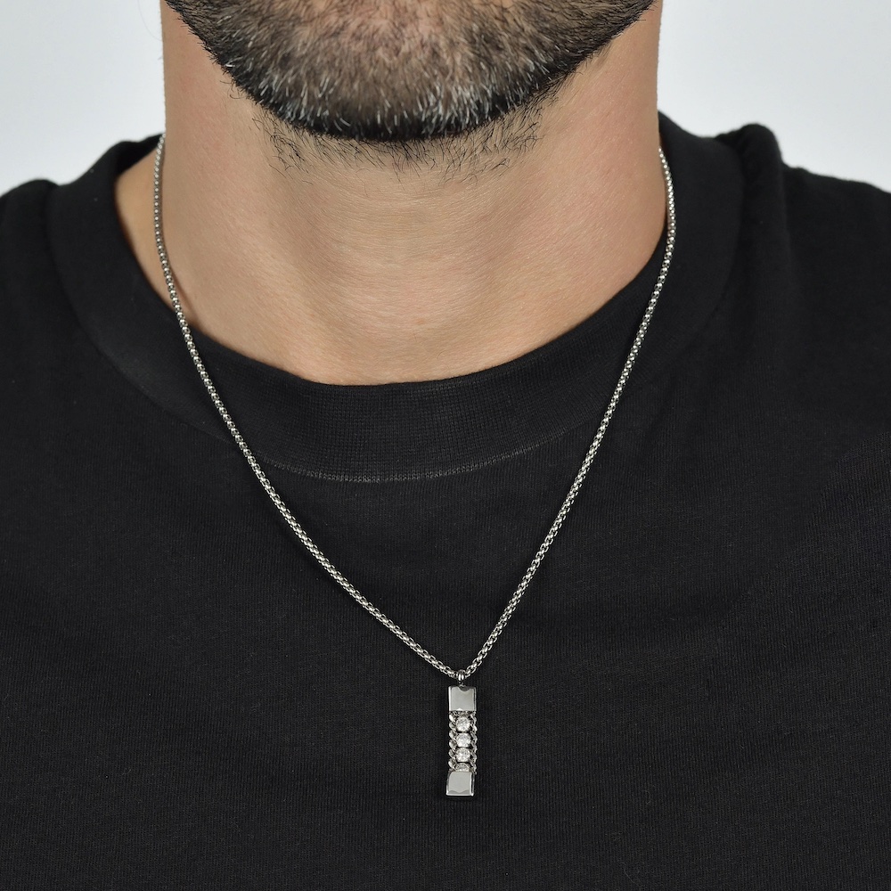 Collana Arcane Con Cristallo Blu – Design Geometrico Unico Per Uomo, Ciondolo Sferico E Catena Dorata