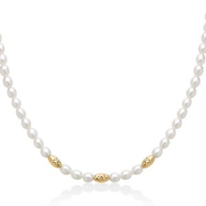 Collana Miluna PCL6653G Pepite di Perle argento 925 dorato con perle Oriente 5-5,5 mm