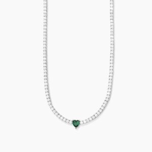 Girocollo Mabina Argento 553716 con Smeraldo e Zirconi