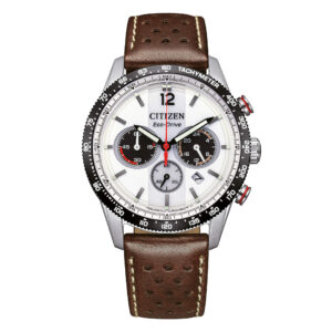 Citizen CA4714-04A Racing Crono Eco-Drive orologio uomo 39 mm pelle marrone