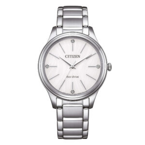 Citizen EM1220-58A Elegant Eco-Drive orologio donna acciaio 34 mm quadrante bianco