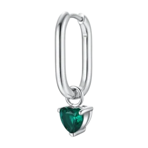 Mono orecchino donna Luca Barra acciaio zircone verde OK1656