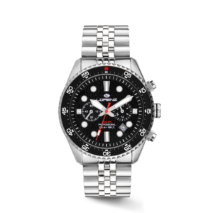 1) Shark 5 Cronografo 030285AA orologio 42 mm acciaio 316L quadrante nero vetro zaffiro
