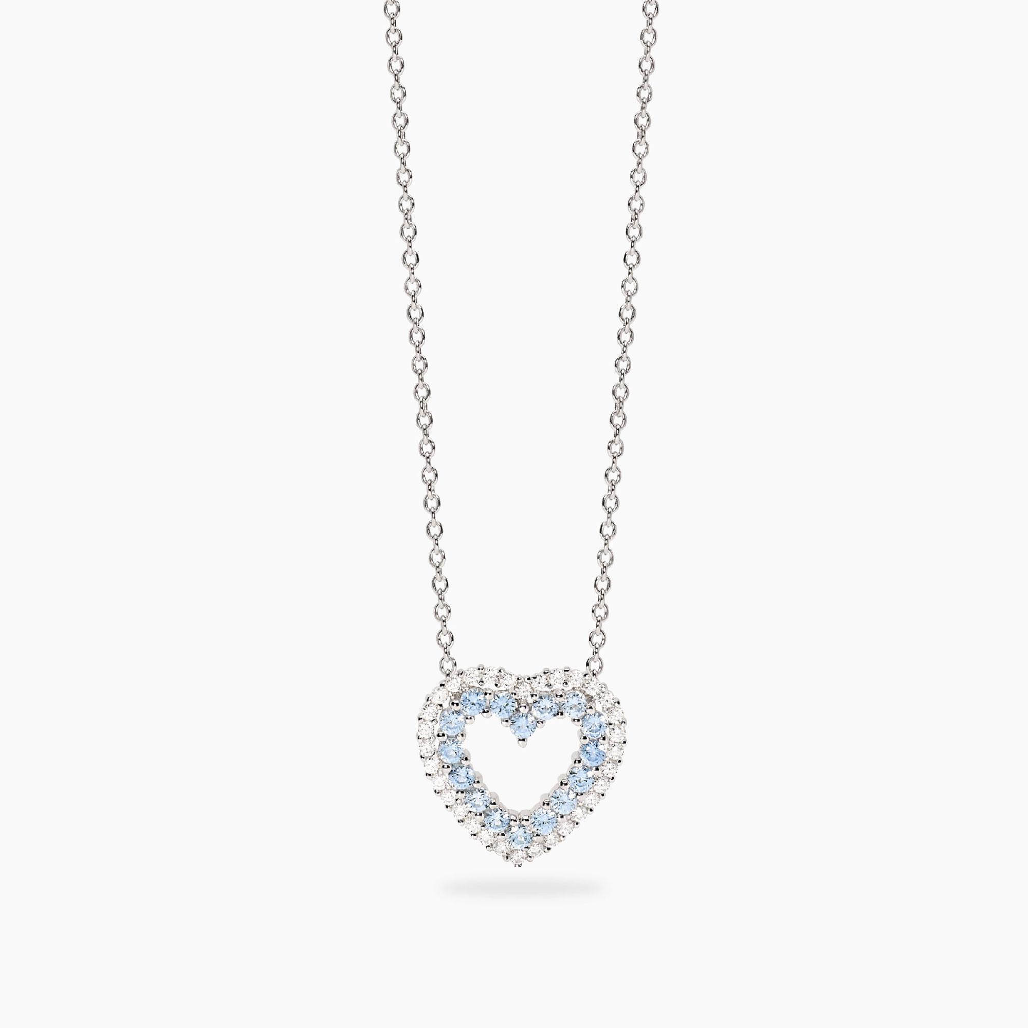 Collana Mabina 553817 Donna Argento Rodiato Cuore con Zirconi e Acquamarine collana mabina 553817 argento rodiato cuore