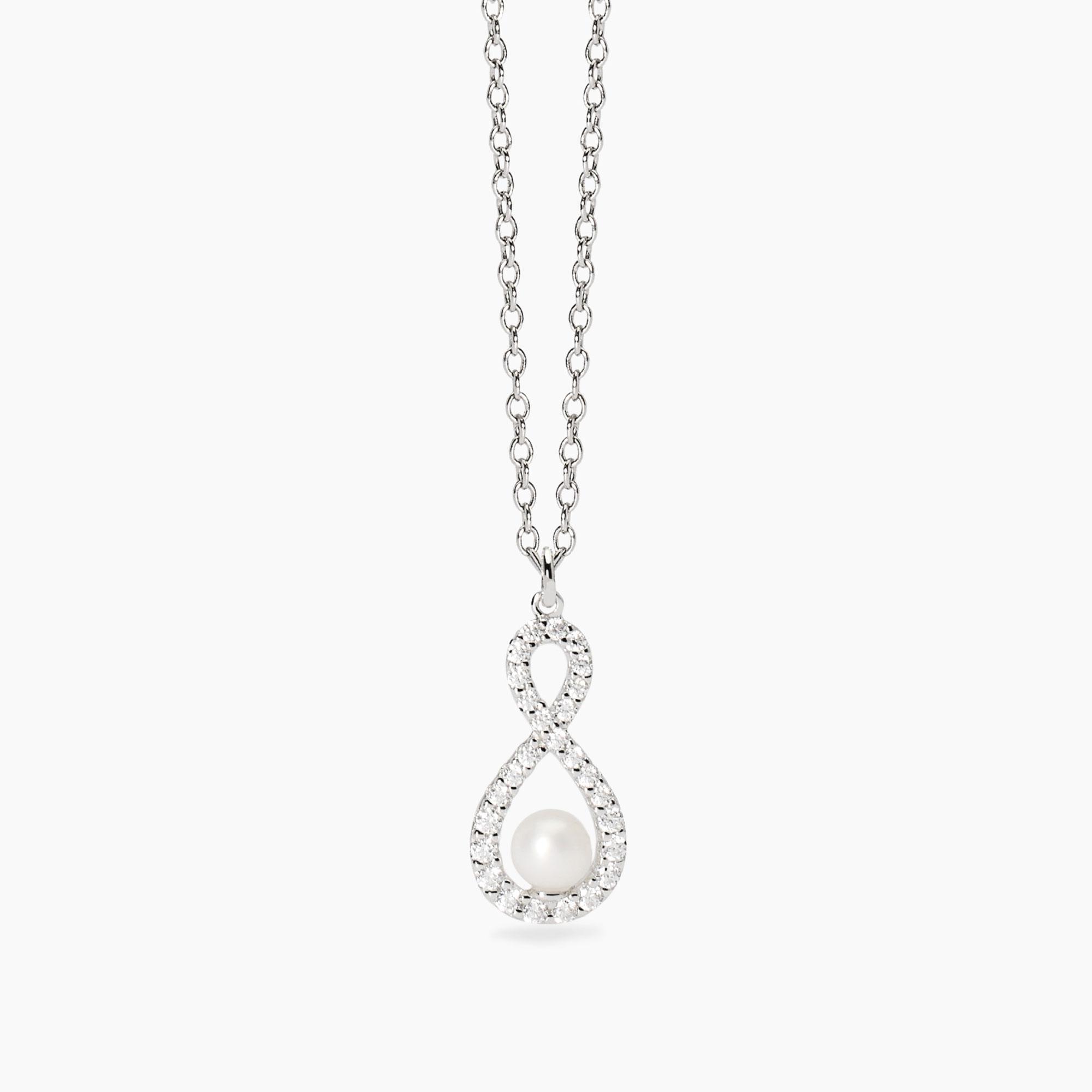 collana mabina 553778 argento infinito zirconi perla collana mabina 553778 argento infinito zirconi perla