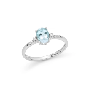 Anello Miluna Acquamarina Ovale Diamanti Gambo Oro Bianco LID3772