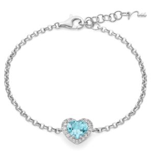 Bracciale Gemma del Cielo BRD1253 Miluna argento con topazio azzurro a cuore