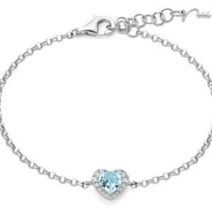 Bracciale Gemma del Cielo BRD1252 Miluna argento con topazio azzurro a cuore