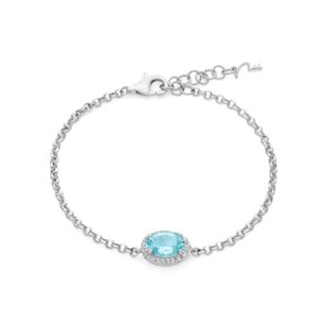 Bracciale Gemma del Cielo BRD1257 Miluna argento con topazio azzurro ovale