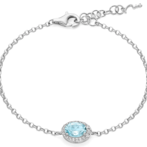 Bracciale Gemma del Cielo BRD1256 Miluna argento con topazio azzurro ovale