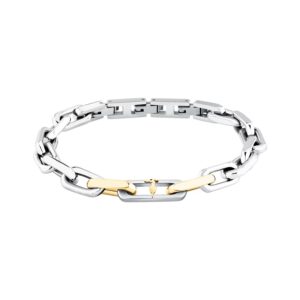 Bracciale Trussardi T-steel TJAXV65 da uomo in acciaio silver e dorato
