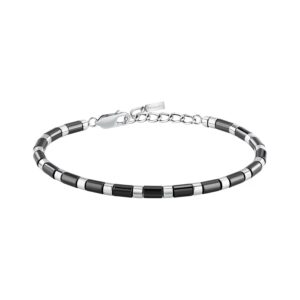 Bracciale Trussardi T-Ceramic TJAXE09 uomo acciaio e ceramica nera
