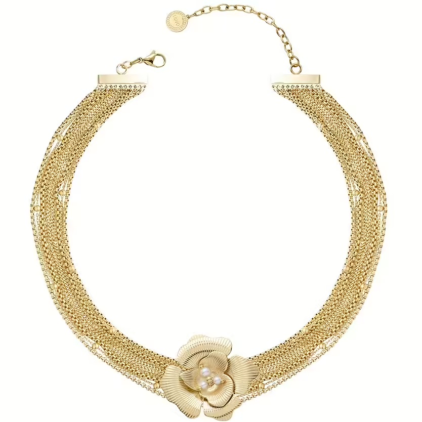 Collana Liu Jo LJ3083 fiore acciaio dorato e perle